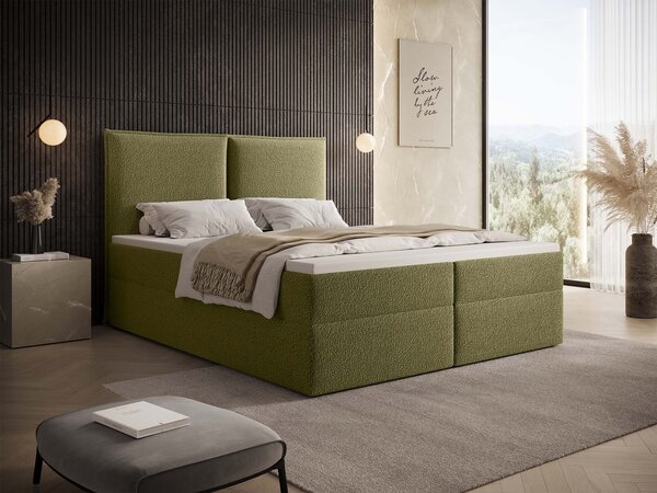 SELENO kárpitozott boxspring ágy 120x200 - zöld