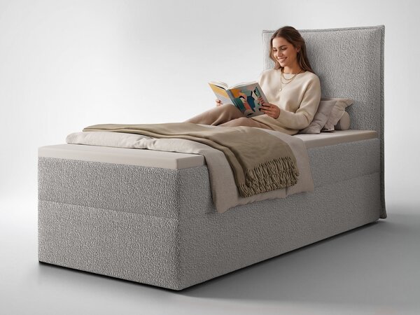 SELENO kárpitozott boxspring ágy 90x200 - világosszürke