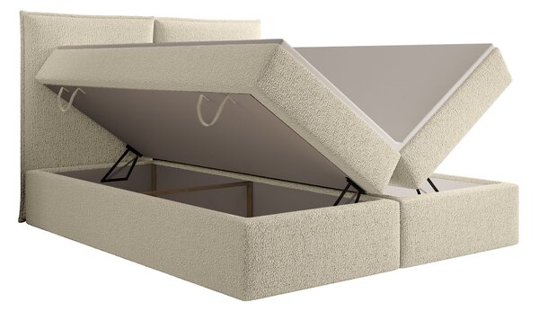 SELENO kárpitozott boxspring ágy 120x200 - krémszínű