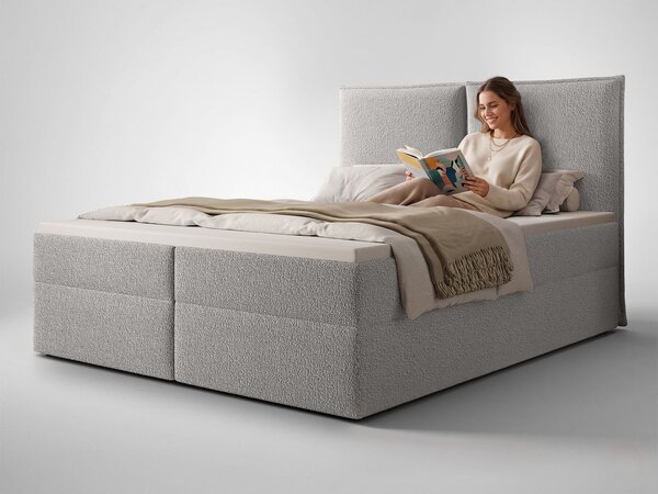 SELENO kárpitozott boxspring ágy 120x200 - világosszürke