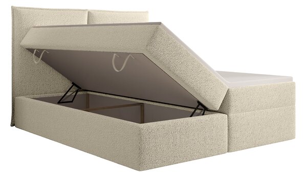 SELENO kárpitozott boxspring ágy 120x200 - krémszínű