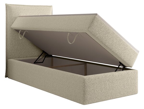 SELENO kárpitozott boxspring ágy 90x200 - krémszínű