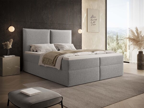 SELENO kárpitozott boxspring ágy 120x200 - világosszürke
