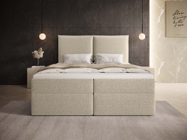 SELENO kárpitozott boxspring ágy 120x200 - krémszínű