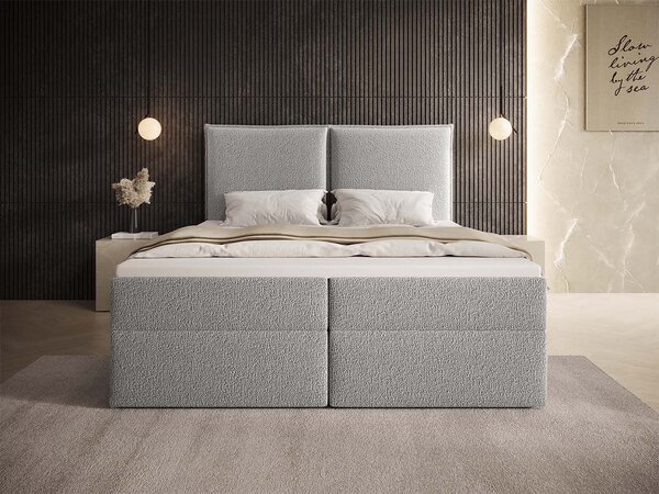 SELENO kárpitozott boxspring ágy 120x200 - világosszürke