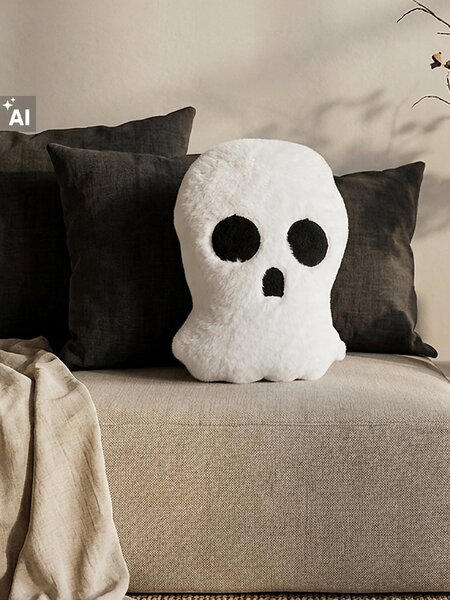 Sinsay - Szellem alakú halloweeni díszpárna - fehér