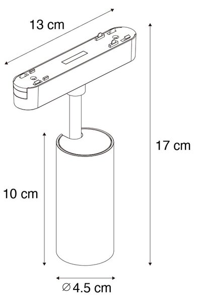 Modern fekete spotlámpa 1 fázisú sínrendszerhez 9W 3000K - Magnetic Gert