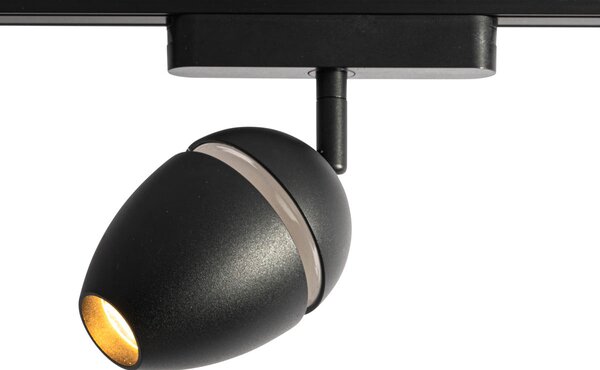 Modern fekete spotlámpa 1 fázisú sínrendszerhez, LED-del - Magnetic Eggy