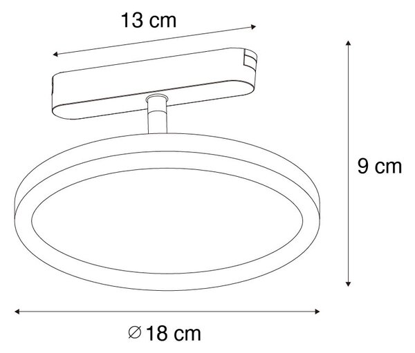 Modern fekete spotlámpa 1 fázisú sínrendszerhez, LED-del - Magnetic Puk