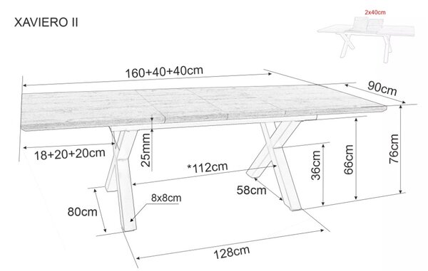 Xaviero II bővíthető étkezőasztal tölgy 160-240cm