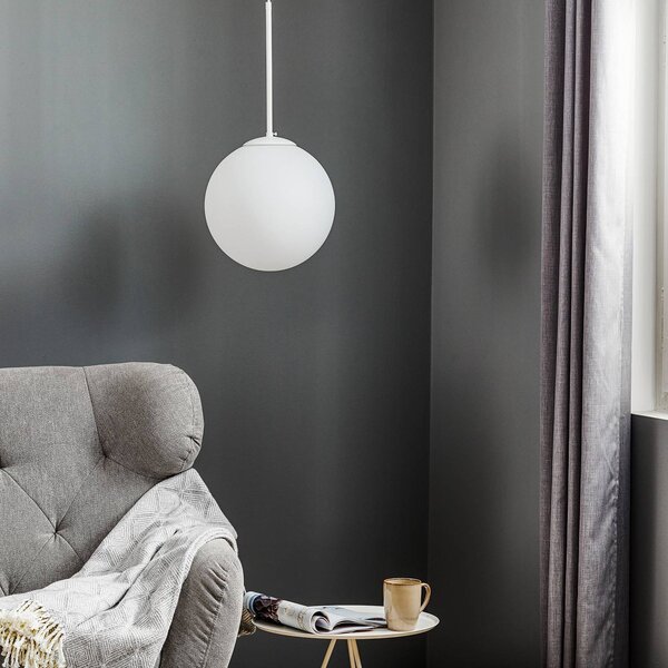ALDEX Dione függő világítás, 1 izzós, fehér, 30 cm, dimmelhető, Fehér / opál, Nappali / Étkező, Üveg, Modern
