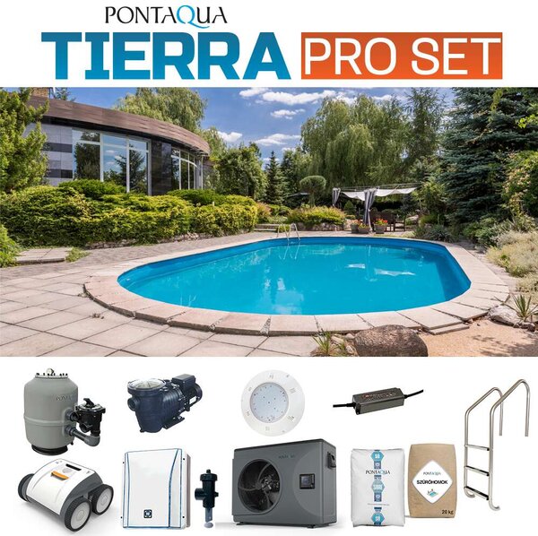TIERRA PRO BLUE POOL süllyesztett ovális medence szett 5,0 x 3,0 