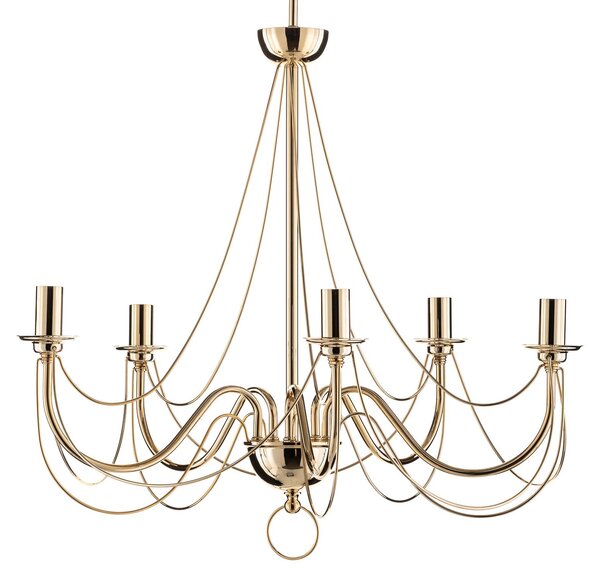Domiluce Csillár retro, ötkarú, 75 cm, arany, dimmelhető, Sárgaréz / arany, Nappali / Étkező, fém