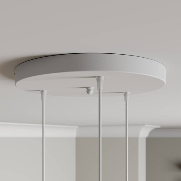 Lamkur Bergen függő világítás, 3 izzós, kerek, fehér, dimmelhető, Fehér / opál, Nappali / Étkező, fém, Modern