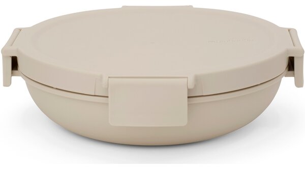 Brabantia Make & Take Lunch Bowl ételhordozó tál, 1000 ml, szivárgás- és légmentes záródás, bepattintós (clip-on) zárómechanizmus, lapos - kerek forma, BPA mentes műanyag, világos bézs - 241864