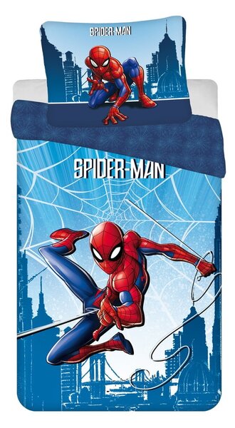 Kék egyszemélyes pamut gyerek ágyneműhuzat 140x200 cm Spider-man "Blue" – Jerry Fabrics
