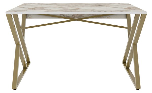 Gyza íróasztal, fehér-arany, 120 cm