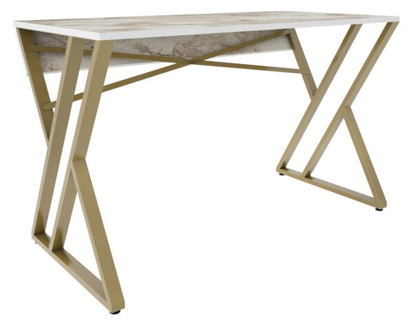 Gyza íróasztal, fehér-arany, 120 cm
