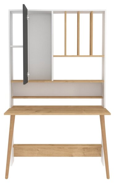 Íróasztal, fehér-tölgy, 120 cm