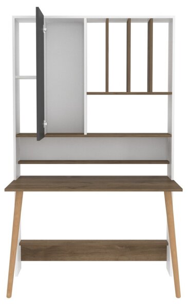 Íróasztal, fehér-dió, 120 cm