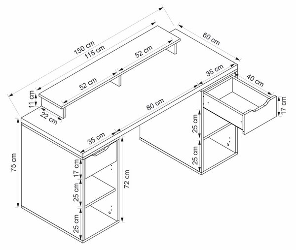 Alen íróasztal, fehér, 150 cm – TR506MNR3862