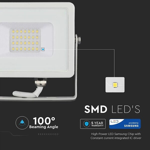 V-TAC LED reflektor 20W hideg fehér Samsung chip - SKU 444