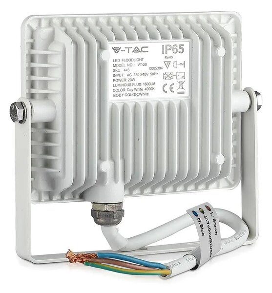 V-TAC LED reflektor 20W hideg fehér Samsung chip - SKU 444
