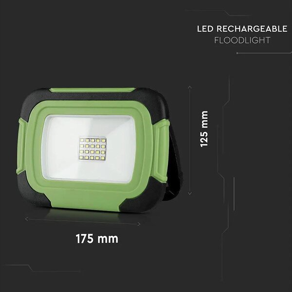 V-TAC akkumulátoros LED reflektor 10W természetes fehér 3600 mAh - SKU 20038