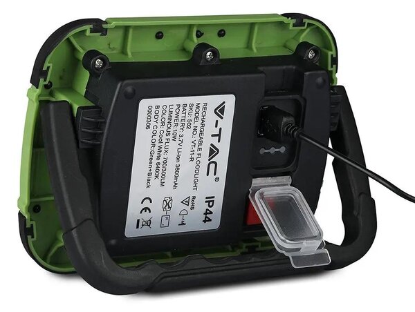 V-TAC akkumulátoros LED reflektor 10W természetes fehér 3600 mAh SOS funkció - SKU 20037
