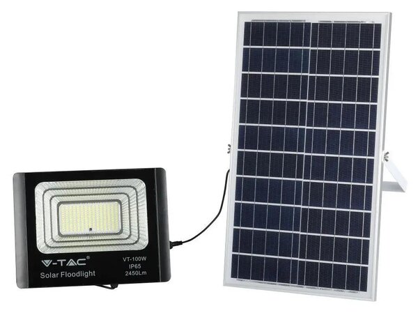 V-TAC napelemes LED reflektor 35W természetes fehér 15000 mAh, fekete házzal - SKU 8576