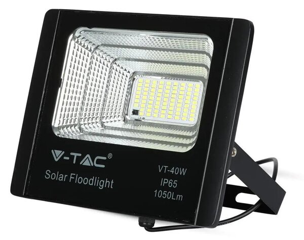 V-TAC napelemes LED reflektor 16W természetes fehér 10000 mAh, fekete házzal - SKU 8574