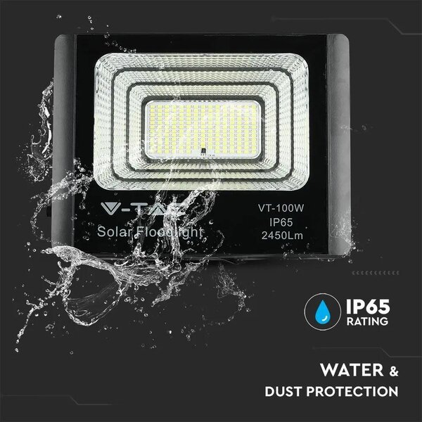 V-TAC napelemes LED reflektor 35W természetes fehér 15000 mAh, fekete házzal - SKU 8576