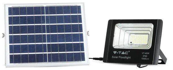 V-TAC napelemes LED reflektor 16W természetes fehér 10000 mAh, fekete házzal - SKU 8574