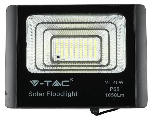 V-TAC napelemes LED reflektor 16W természetes fehér 10000 mAh, fekete házzal - SKU 8574