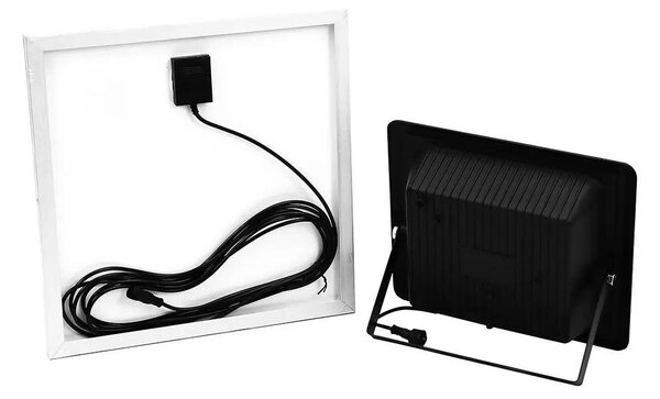 V-TAC napelemes LED reflektor 20W hideg fehér 10000 mAh, fekete házzal - SKU 94010