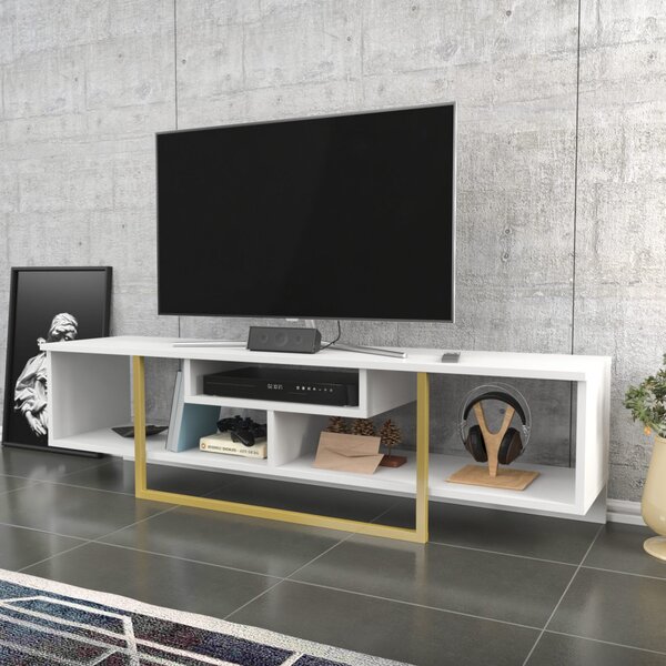Asal TV-állvány, fehér-arany, 150 cm