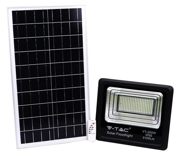 V-TAC napelemes LED reflektor 40W természetes fehér 20000 mAh, fekete házzal - SKU 8577