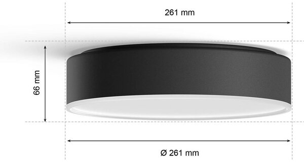 Philips Hue Enrave LED mennyezeti lámpa 26.1cm fekete, dimmelhető, Fekete, Nappali / Étkező, fém, Modern