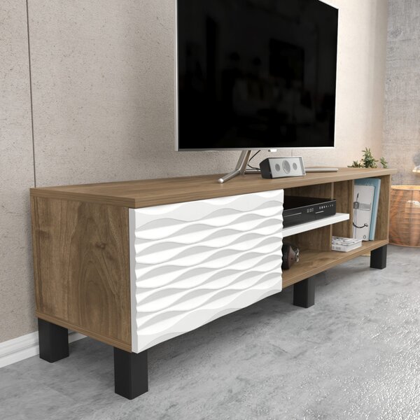 Olyo TV-állvány, dió-fehér, 140 cm