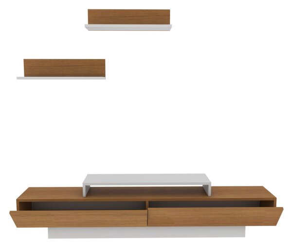 Lusi TV-állvány, fehér-teak, 180 cm