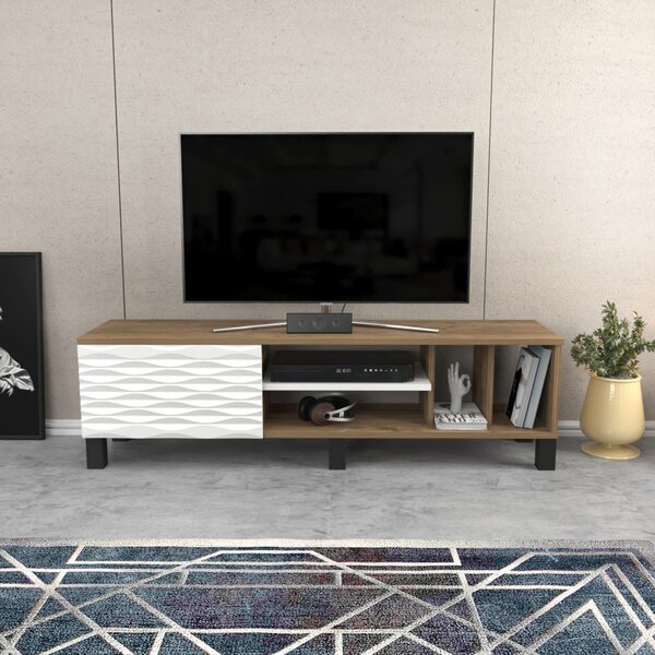Olyo TV-állvány, dió-fehér, 140 cm