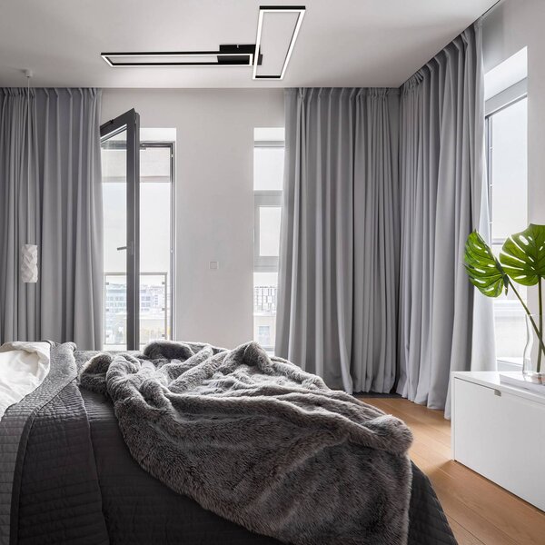 Briloner Frame LED mennyezeti lámpa, távirányítóval, fekete, dimmelhető, Fekete, Nappali / Étkező, fém, Modern
