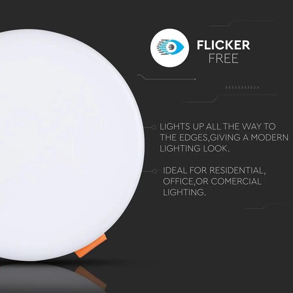 V-TAC süllyeszthető mennyezeti kerek LED panel 12W hideg fehér - SKU 729