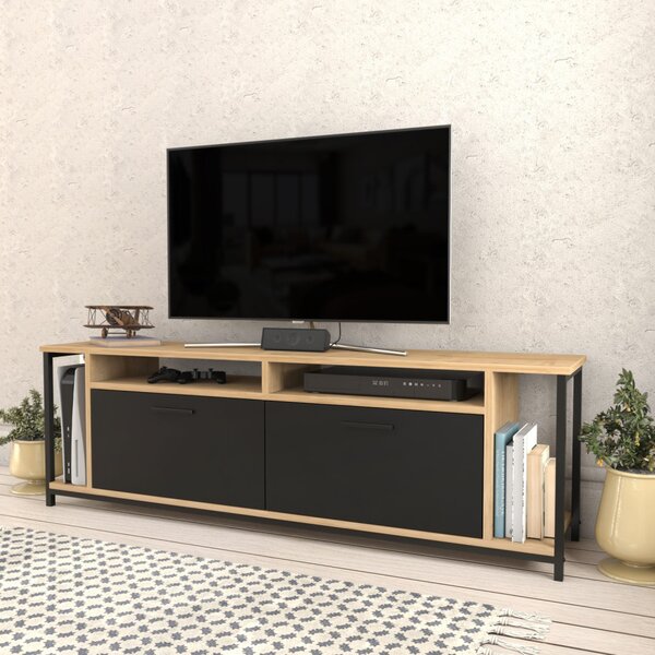 Omar TV-állvány, tölgy-fekete, 160 cm