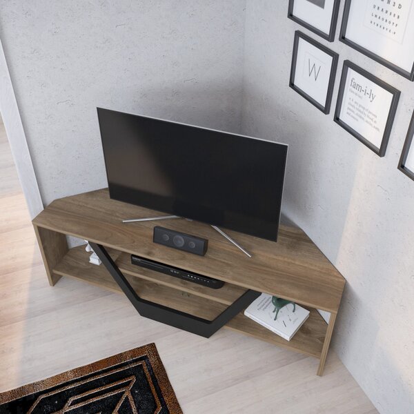 Sares TV-állvány, dió-fekete, 120 cm