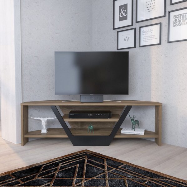 Sares TV-állvány, dió-fekete, 120 cm