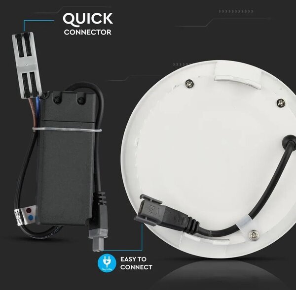 V-TAC süllyeszthető mennyezeti kerek LED panel 12W meleg fehér - SKU 712