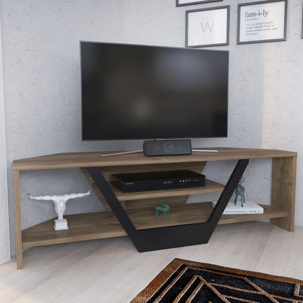 Sares TV-állvány, dió-fekete, 120 cm