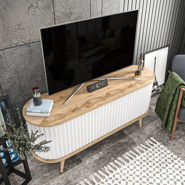 Stor TV-állvány, oud tölgy-fehér, 140 cm