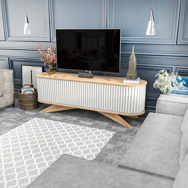 Stor TV-állvány, fehér, 180 cm